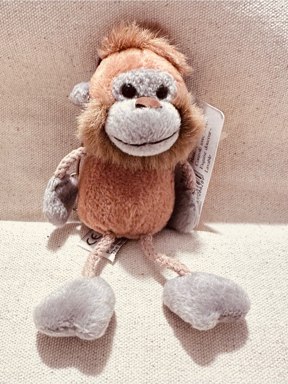 Anna Club Plush | Charm/Keychain | Plush Monkey Stuffed Toy | Brown & Light Gray